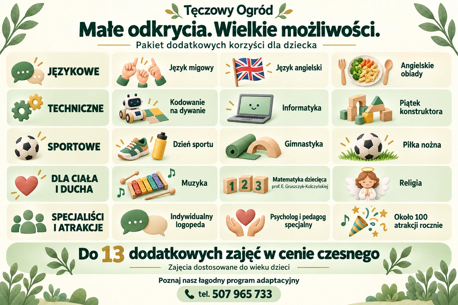 Pakiet dodatkowych zajęć w Tęczowym Ogrodzie